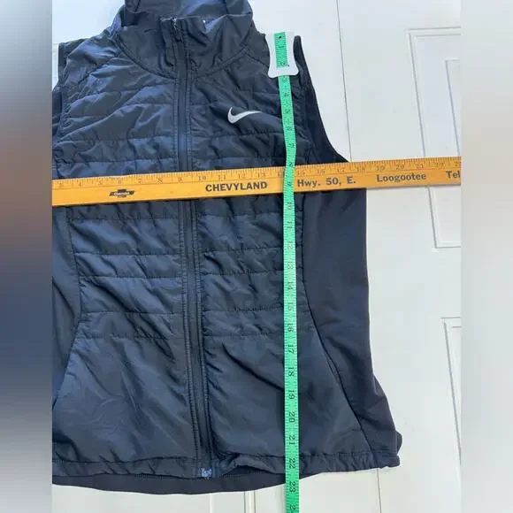 Black Nike Running Quilted Collared Jacket Vest Womens Size Large L - Picture 4 of 5